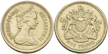 Великобритания 1 фунт 1983 Елизавета II (1952-2022) KM 933, Spink 4221 никель латунь 4116-852