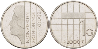 Нидерланды 1 гульден 2000 Беатрикс (1980-2013) KM 205 никель 86-1156