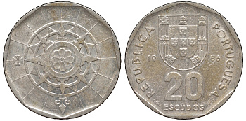 Португалия 20 эскудо 1986 INCM KM 634.1 медно-никель 51-1753