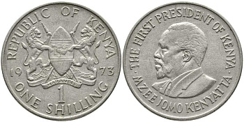 Кения 1 шиллинг 1973 Джомо Кениата KM 14 медно-никель 3333-1042