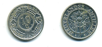 Нидерландские Антилы 10 центов 1990 Беатрикс (1980-2013) KM 34 никелированная сталь 46-1144