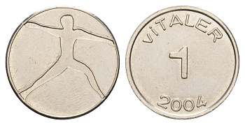 Германия 1 виталер 2004 диаметр 23 мм, вес 8,3 гр медно-никель aUNC 4656-524