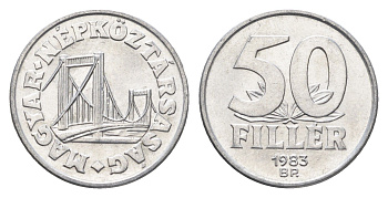 Венгрия 50 филлеров 1983 BP мост Елизаветы в Будапеште KM 574 алюминий UNC 4668-264