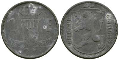 Бельгия 1 франк 1941 KM 127 цинк 4177-1032