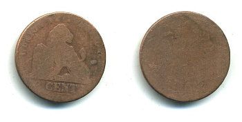 БЕЛЬГИЯ 2 ЦЕНТА ND медь 58-447