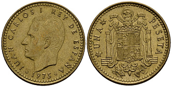 Испания 1 песета 1975 Хуан Карлос I (1975-2014) KM 806 алюминиевая бронза 4176-342