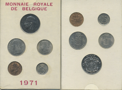 Бельгия набор из 5 монет 1971 BELGIQUE, в картонном буклете KM SS 4   UNC  1-5-2-31