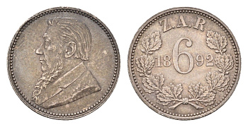 ЮАР 6 пенсов 1892 KM 4 серебро aUNC 00-815-79
