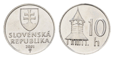 Словакия 10 геллеров 2001 KM 17 алюминий UNC 4158-1041