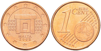 Мальта 1 евроцент 2008 KM 125 сталь плакированная медью UNC 46-2518