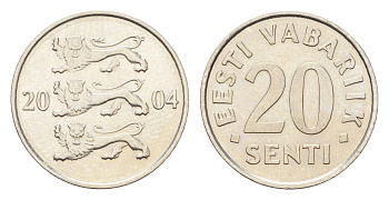Эстония 20 сентов 2004 KM 23a сталь плакированная никелем UNC 4668-642