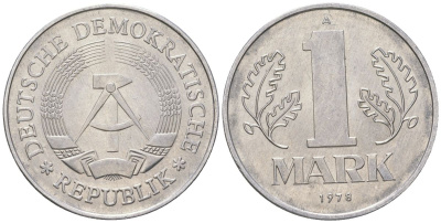 ГДР 1 марка 1978 A KM 35.2 алюминий aUNC 4571-243