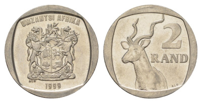 ЮАР 2 ранда 1999 KM 165 медь плакированная никелем UNC 4626-1156