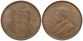 Джерси 1/12 шиллинга 1911 Георг V (1910-1936) KM 12 бронза 4389-344