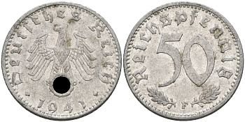 Германия 50 рейхспфеннигов 1941 F KM 96, J. 372 алюминий 4586-222