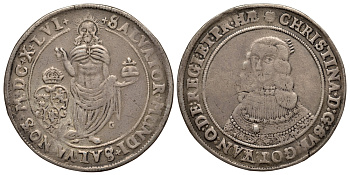 Швеция 1 талер 1646 королева Кристина (1632-1654) Dav. 4525, Hagander 157 серебро 00-811-63