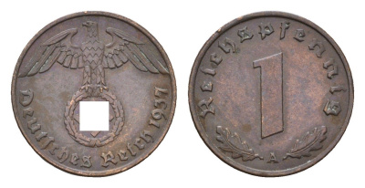Германия 1 рейхспфенниг 1937 A KM 89, J. 361 бронза 4649-527