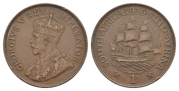 ЮАР 1 пенни 1936 Георг V (1910-1936) KM 14.3 бронза 4653-235