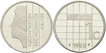 Нидерланды 1 гульден 1993 Беатрикс (1980-2013) KM 205 никель 4579-423