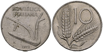 Италия 10 лир 1973 KM 93 алюминий 4138-551