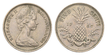 Багамские острова (Багамы) 5 центов 1969 KM 3 медно-никель 4679-611