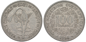 Западно-Африканские штаты 100 франков 1968 25-1843