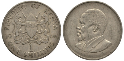 Кения 1 шиллинг 1966 Джомо Кениата KM 5 медно-никель VG 4185-612