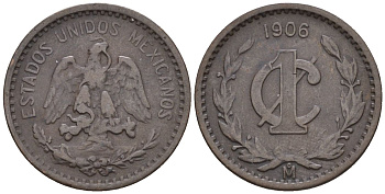 Мексика 1 сентаво 1906 KM 415, Schoen 11 бронза 4116-1113