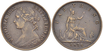 Великобритания 1 фартинг 1878 Виктория (1837-1901) KM 753, Spink 3958 бронза 4543-912