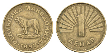 Македония 1 денар 1997 KM 2 латунь 4695-234