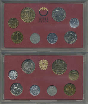 АВСТРИЯ НАБОР ИЗ 8 МОНЕТ 1992 ОФИЦИАЛЬНЫЙ НАБОР, 2, 5, 10, 50 ГРОШЕЙ, 1, 5, 10, 20 ШИЛЛИНГОВ, ДЕВЯТЬ ПРОВИНЦИЙ АВСТРИИ, В ПЛАСТИКЕ KM MS 1 UNC 6-6-2-9