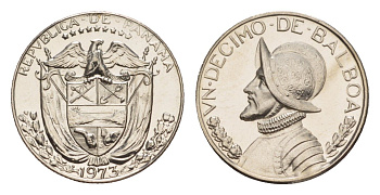 Панама 1/10 бальбоа (10 сентесимо) 1973 тираж 17.000 экземпляров KM 10 медь плакированная медно-никелем PROOF 1522-143