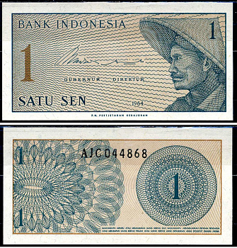 Индонезия 1 сен 1964 крестьянин Pick 90 a  бумага  UNC (пресс) 2119-22-1-1