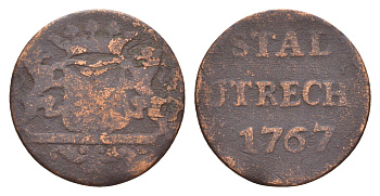 Нидерланды, Голландская Республика, Утрехт 1 дуит 1767 KM 91 медь 4655-542