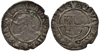 Англия 1/2 гроута (2 пенни) 1485-1509 Генрих VII, Seaby 2261 серебро 00-821-45