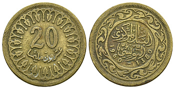 Тунис 20 миллимов 1960 АН1380, республика KM 307 латунь 4385-727