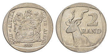 ЮАР 2 ранда 1989 KM 139 медь плакированная никелем 4626-1023