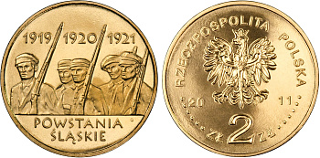 Польша 2 злотых 2011 MW, Силезские восстания KM 792 нордик UNC 4676-836