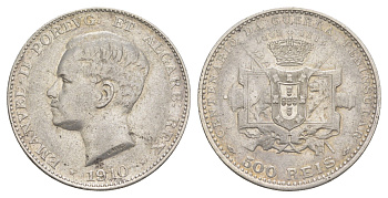 Португалия 500 реалов 1910 100 лет Пиренейской войне KM 556 серебро 4127-933