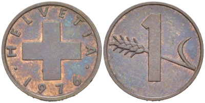 ШВЕЙЦАРИЯ 1 РАППЕН 1976 KM 46 бронза 218-1164