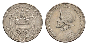 Панама 1/10 бальбоа (10 сентесимо) 1966 KM 10 медь плакированная медно-никелем 4644-126