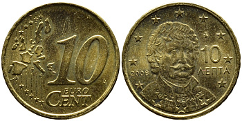 Греция 10 евроцентов 2006 KM 184 латунь 4387-1249
