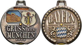 Бавария памятный брелок привет из Мюнхена, с кольцом для ношения, диаметр 38,5 мм., середина вращается белый металл 1095-7-52