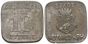 Нойвид (Пруссия, Рейн) 10 пфеннингов 1917 Funck 379.2A, Men05 18772.2, Men18 23478.2 железо 4169-1226