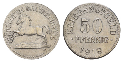 Брауншвейг 50 пфеннигов 1918 Funck 56.3, Men05 3454.4, Men18 4388.4 железо 4637-1235