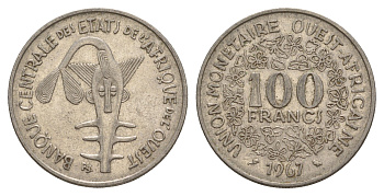 Западная Африка (BCEAO) 100 франков 1967 KM 4 никель 4650-746
