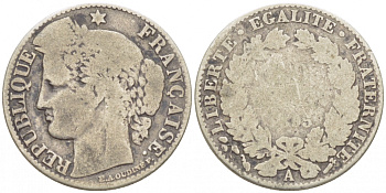 ФРАНЦИЯ 50 САНТИМОВ 1895 А, ТРЕТЬЯ РЕСПУБЛИКА (1871-1940) KM 834.1, LE FRFANC 189.16 серебро 3309-119