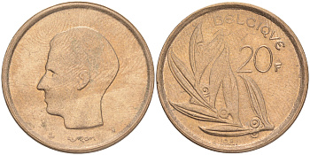 Бельгия 20 франков 1981 Belgique, Бодуэн I (1951-1993) KM 159 никель бронза 4556-656