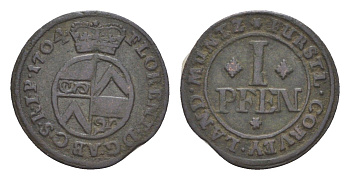 Корвей 1 пфенниг 1704 KM 116 медь 633-1135