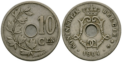 Бельгия 10 сантимов 1904 Belgie KM 53 медно-никель 4172-1153